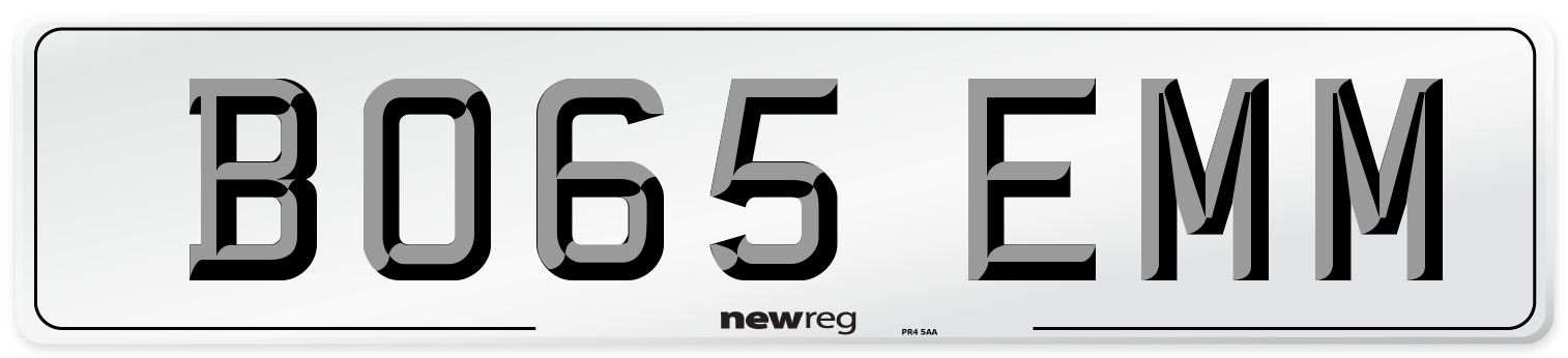 BO65 EMM Number Plate from New Reg